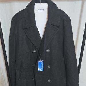 Nautica Women's Black Peacoat Wool Blend Double Breasted Winter Coat